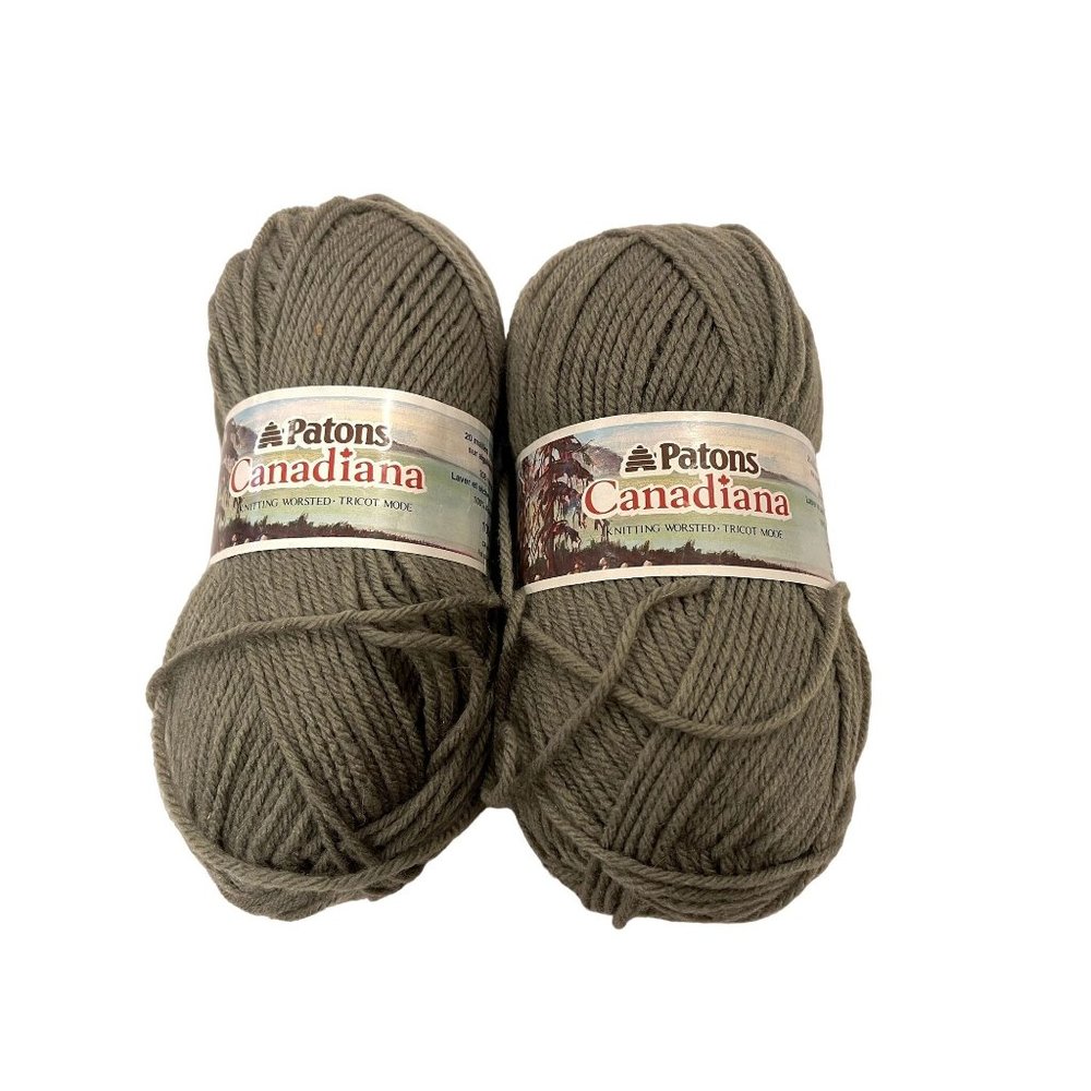 Patons Canadiana Knitting Worsted Solid Acrylic Sage Green Yarn Lot of 2 Skeins